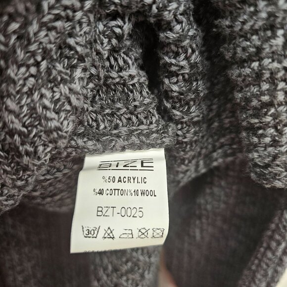 Bize Knitwear Women's Charcoal & Orange Colorblock Cold Shoulder Knit Sweater Si - Picture 8 of 10